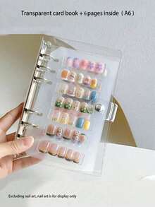 Sổ lưu trữ móng tay dán – Album trưng bày bộ sưu tập nail art, giá đỡ thẻ màu mẫu trong suốt mờ, hộp đựng dụng cụ làm móng di động cho gia đình, salon và du lịch - Trong sáng - Xem 12