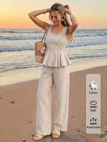 Sylviya Casual Women's Summer Vacation Sleeveless Top And Pants 2 Pieces Set - Multicolor - View 4