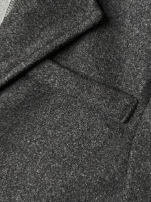 Manfinity Mode Men's Solid Color Lapel NeckLong Sleeve Casual Overcoat - Dark Grey - View 6
