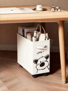 1PC Plastic Under Desk Rolling Storage Cart Multifunction Organizer Basket With Wheels Cute Cat Pattern Office Supplies For Home Workplace Back To School Supplies Mobile Desk Organizer - Multicolor - View 11