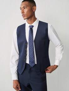Manfinity CityGents Men 1pc Chain Detail Waistcoat & 1pc Tailored Pants, Formal, Ceremony - Navy Blue - View 8