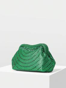 MOTF PREMIUM LADIES GREEN CLUTCH BAG, EXQUISITE DIAMOND DINNER BAG, LOW-KEY AND ELEGANT, FOR LADIES, BRIDES, PARTIES, DINNERS, DRESS MATCHING - Green - View 2