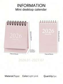 1 件迷你台历，2026 年 1 月至 2027 年 7 月袖珍日历，立式翻盖钢线圈年度日程表商务计划器（6 种颜色，迷你尺寸）。 - 單件 - 查看 9