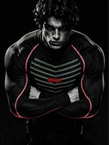 Gym Rark Men's Contrast Color Striped Slim Fit Long Sleeve Sports T-Shirt - Black - View 6