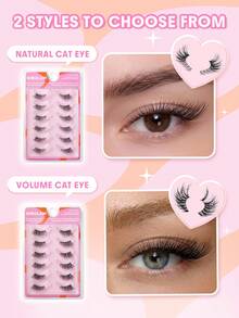 SHEGLAM Flutter Flirt 濃密貓眼半排假睫毛 品牌美妝化妝品 適合女士與女孩 - 黑色 - 查看 4
