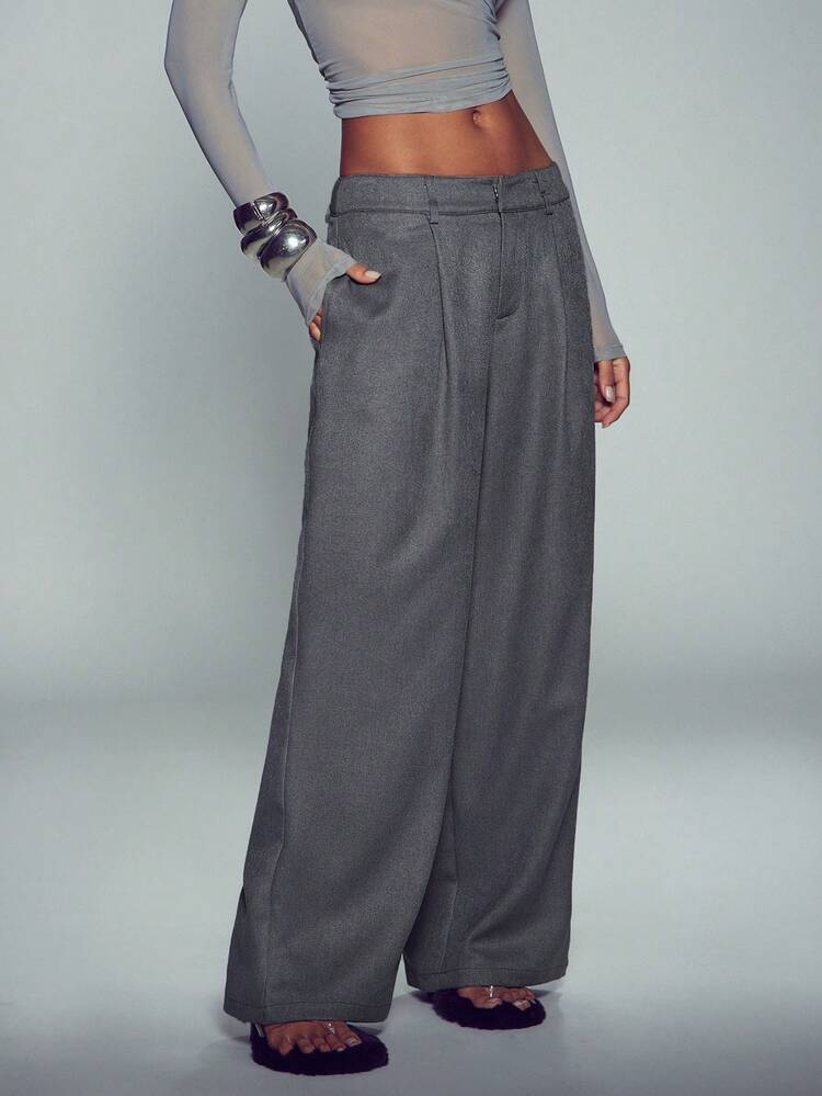 Normani Women's Minimalist Casual Pocket Suit Pants For Daily Office Business Commute Teachers' Day Gray Summer - Grey - View 3