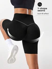 Easithlete Easithlete 3件組女款純色高腰日常健身運動短褲 低腰運動短褲 黑色 桃紅色 夏季 - 彩色 - 查看 5