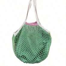 Joivida 1Pc Cotton Mesh Shopping Tote With Lining, Large Shoulder Bag For Supermarket, Travel & Beach, Reusable Storage Bag - multicolor - View 15