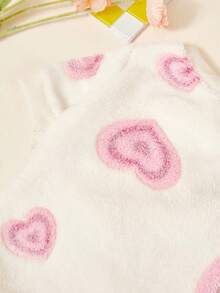 PETSIN 1pc Pink Heart Flannel Pet With Color Blocking, Anti Shedding, Gentle Thickening, And Warm Pet Clothing - Multicolor - View 7