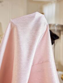 LuxeNights Pink Satin Lapel Short Sleeve Front Button Nightgown With Pocket Embroidery Detail - Pink - View 8