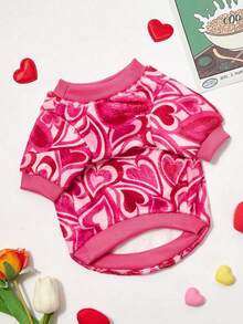 PETSIN 1 Pc Fleece Heart Print Warm Crewneck For Pet Dogs & Cats, Universal - Multicolor - View 10