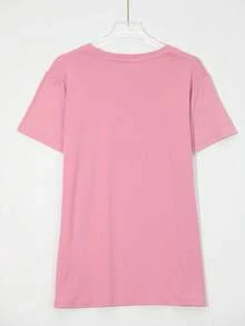 EMERY ROSE 學院風教師花卉甜美風襯衫，Teach 藍色花卉 T-shirt，鉛筆蝴蝶結教師格紋 T-shirt - 粉色 - 查看 2