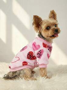 PETSIN 1 Pc Warm Dog/Cat Fleece With Pink Leopard Print Heart Pattern, Suitable For Pets - Multicolor - View 7