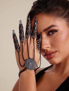 Altistry 1pc Gothic Style Monster Finger Chain Punk Spike Nail Finger Ring Bracelet - Type 1 - View 10