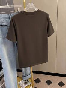 Resyla 女款夏季休閒 3D 花卉裝飾 T-shirt - 摩卡棕 - 查看 2