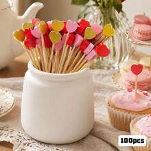 100 Pieces Of Cake Sticks, Fruit Sticks, In Various Colors, Decorative Party Cake Sticks, Suitable For Decorating Various Cakes, Desserts, Fruit Platters And For Party And Gathering Decorations. - View 8