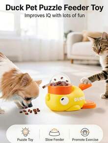 Cute Yellow Duck Interactive Pet Feeder, Treat Dispensing Puzzle Leak Food Toy For Dogs And Cats - Multicolor - View 7