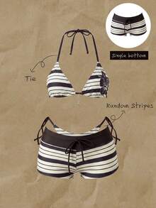 Elavelle Women's Spring/Summer Random Print High Waist Bow Bikini Bottoms - Multicolor - View 7