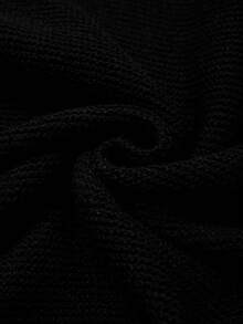 GlowEve CURVE Plus Size Casual Lace-Up Bow Long Sleeve Pullover Sweater - Black - View 4