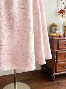 Vintamour Vintage Romantic Classic Elegant Women's Fitted Jacquard Dress With Pearl Trim, Spaghetti Strap Pink Umbrella Hem Party Vacation Wedding - Pink - View 7