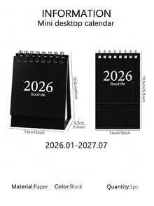 1 件迷你台历，2026 年 1 月至 2027 年 7 月袖珍日历，立式翻盖钢线圈年度日程表商务计划器（6 种颜色，迷你尺寸）。 - 單件 - 查看 8