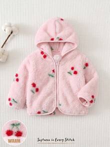 Cozy Pixies 嬰兒女童男童卡通動物豹紋抓絨內裡加厚連帽拉鍊長袖外套大衣，適合冬季 - 彩色 - 查看 6