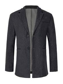 Manfinity Mode Men's Solid Color Lapel NeckLong Sleeve Casual Overcoat - Dark Grey - View 3