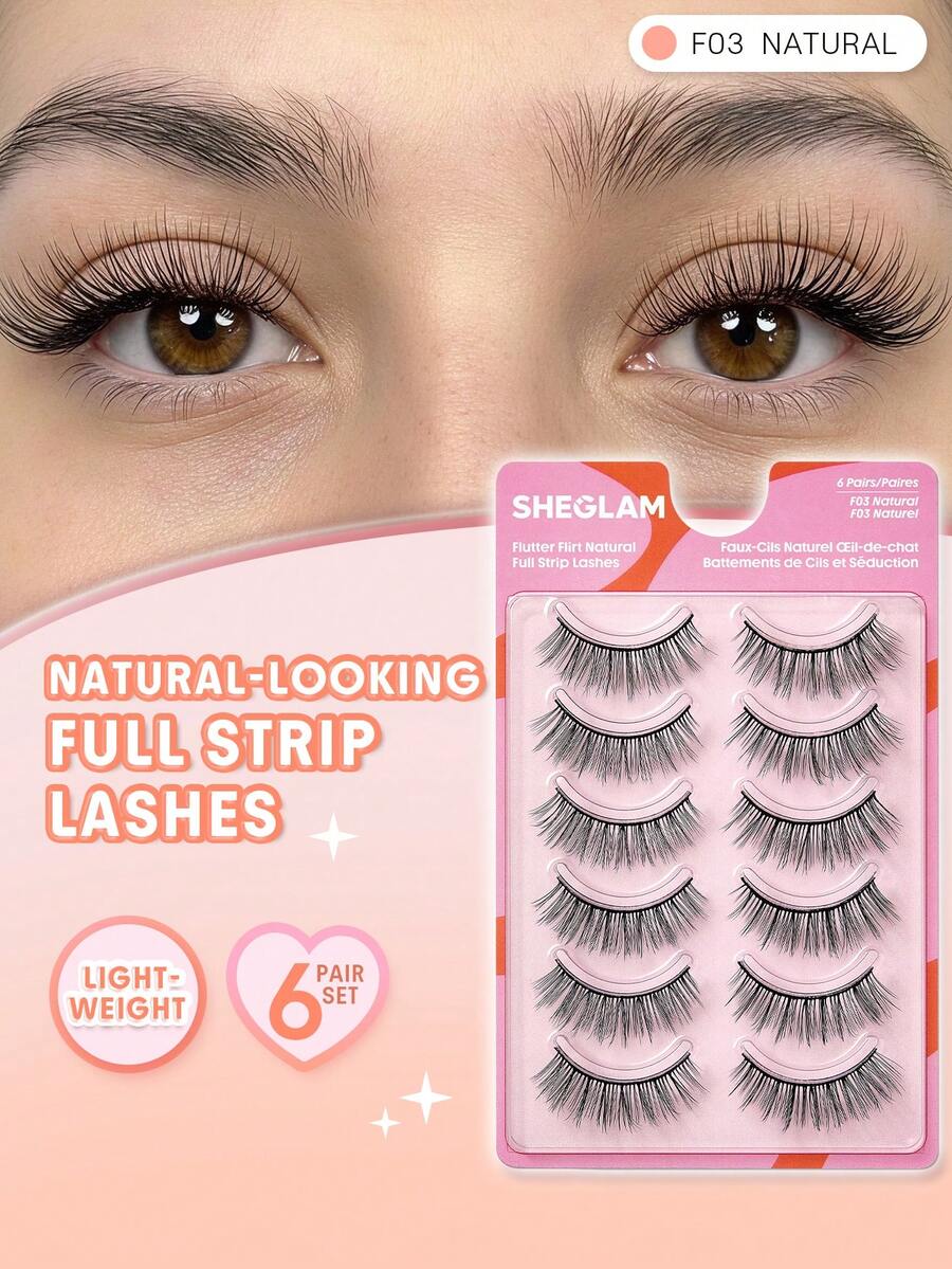 SHEGLAM Flutter Flirt 自然全排假睫毛 品牌美妝化妝品 適合女士與女孩 - 黑色 - 查看 1