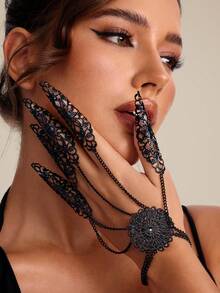 Altistry 1pc Gothic Style Monster Finger Chain Punk Spike Nail Finger Ring Bracelet - Type 1 - View 9