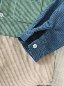 SHEIN Kids Youngboy Minimalist Casual Classic Colorblock Corduroy Jacket Shirt - Multicolor - View 6