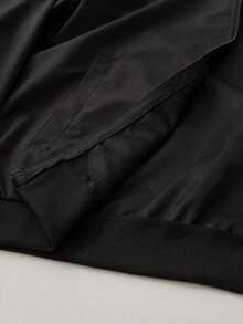 Manfinity CityGents Men Black Fabric Bomber Jacket With Long Regular Sleeves And Zipper Closure For Everyday Wear , Fall - Black - View 8
