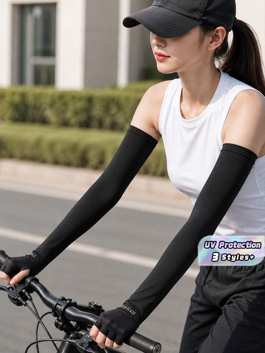 1pc Oversized Summer Ice Silk Arm Sleeves For Men & Women, UV Protection Thin Cooling Sun Sleeves, Breathable Cycling Driving Arm Covers - multicolor - View 1