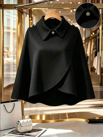 GlowEve CURVE Plus Size Elegant Wool Cape Coat For Autumn/Winter