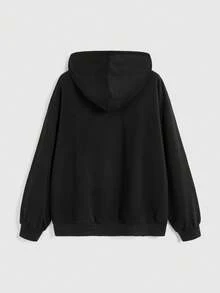 ROMWE Sexy Dark Gothic Mysterious Forest Painting Rose Snake Star Open Front Hooded Women's Sweatshirt - Black - View 2