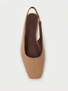 Nöista Beige Suede-Effect Slingback Flat With A Pointed Toe And Clean Lines, Offering An Elegant And Timeless Silhouette. - Khaki - View 3