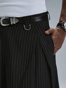 STYNVO Men's Black And White Pleated Wide Leg Loose Fit 5-Inch Shorts Club Going Out Rave Summer Streatwear Street - Light Grey - View 3