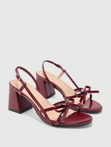 CUCCOO BIZCHIC Women's Fashion High Heel Sandals - Burgundy - View 2