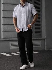 Manfinity CasualCool 男士休閒成熟風條紋襯衫 - 彩色 - 查看 4