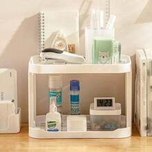 1 Piece Two-Tier Office Organizer Shelf, Used As A File Box Or Spice Rack Or Bathroom Surface Organizer, Gift For Teachers, Peers, And Friends, White Color - White - View 6