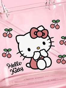 HELLO KITTY AND FRIENDS | SHEIN 卡通櫻桃印花硼矽酸鹽手提包造型玻璃杯附吸管，可盛裝飲品與水，亦可作為花瓶或迷你魚缸，多功能裝飾玻璃器皿 - 無色 - 查看 4