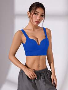 Slayform Slayform Women's Solid Color Casual Daily Sports Bra - Royal Blue - View 6