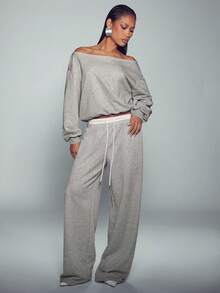 Normani Setelan 2 Potong Atasan dan Celana Tanpa Lengan Warna Polos untuk Wanita - Grey - View 2