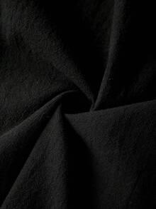 Mellowie Blusa de talla grande con manga corta y patchwork de encaje en unicolor - Negro - Ver 5