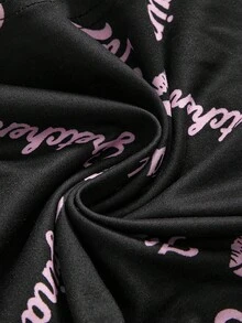 Mean Girls | ROMWE Letter & Lip Print Black & Pink Women's Halter Tank Top - Multicolor - View 4