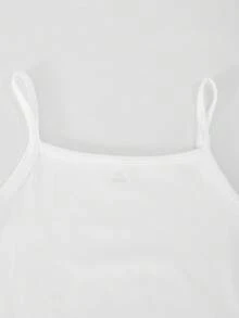 SHEIN Tween女孩3件套時尚休閒運動套裝，純色梭織連帽長袖前開拉鍊短夾克搭配同款寬鬆休閒長褲，白色內搭背心，夾克袖子與褲子側面白色滾邊設計，卡通熱轉印圖案裝飾，春秋休閒穿搭 - 黑色 - 查看 4