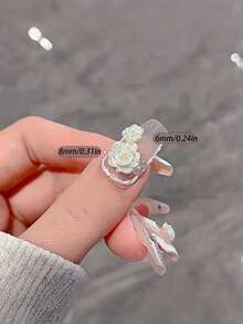 100/200/500Pcs 3D White Camellia Rose Resin Nail Charms – Iridescent Flatback Gems For DIY Press-On Nails, Phone Case Craft Decor - Multicolor - View 5