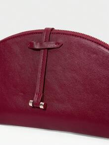 MOTF WOMEN'S FASHION HALF-MOON CLUTCH BAG, CLASSIC BURGUNDY, SIMPLE HANDBAG, FOR DAILY, COMMUTING, BANQUETS, DRESS MATCHING - Burgundy - View 5