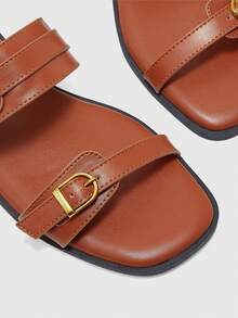 CUCCOO BIZCHIC Women's Fashion Flat Sandals - Brown - View 5