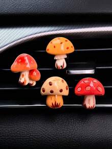 4件組可愛蘑菇造型出風口夾輕量裝飾車內飾品,鮮豔美感車用裝飾,適合日常、節日、派對,提升車內氛圍的小禮物配件 - A - 查看 10