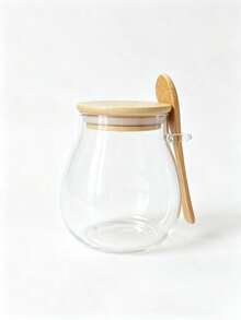 Two Pieces Set Of Glass Jar And Spoon, Sealed Glass Storage, Perfect For Storing Coffee, Sugar, Tea, Salt, Candy, And Spices, Making It An Ideal Kitchen Storage Item. - Multicolor - View 5